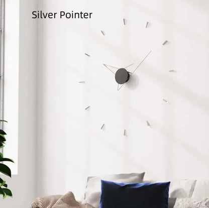 Wall clock with silver pointer in a room setting