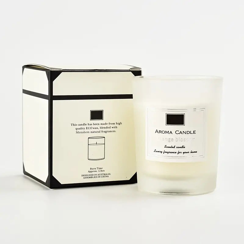 Aroma candle with packaging on a white background